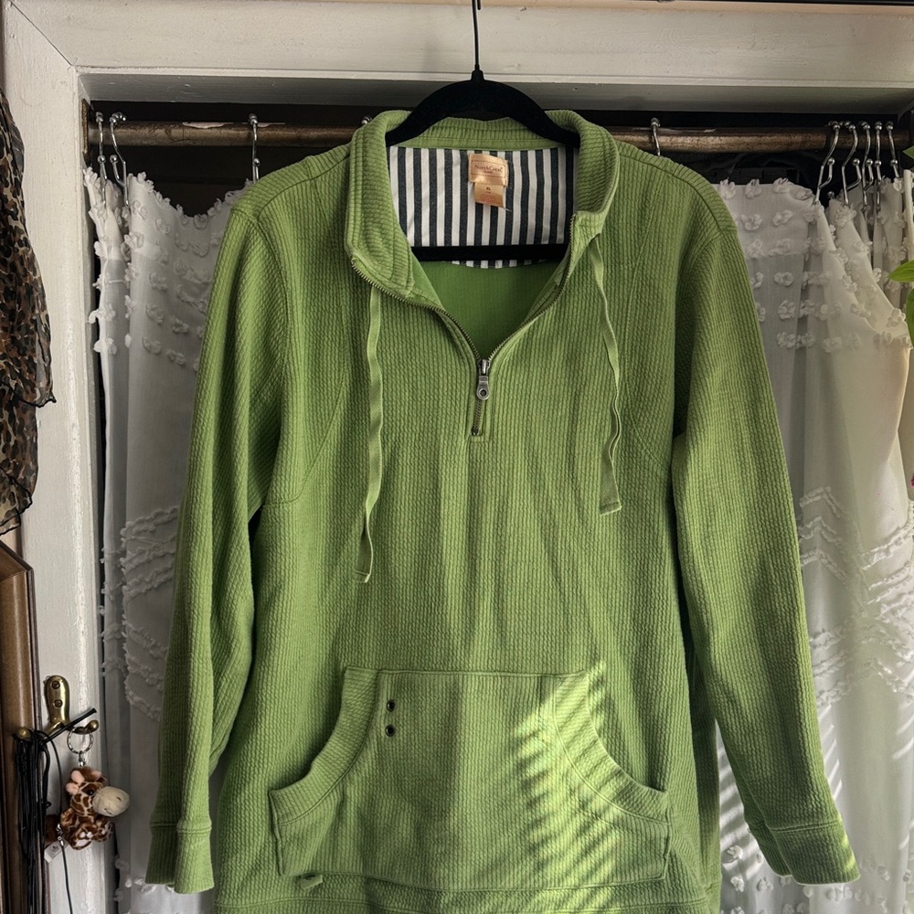 Green  Sweater with Half-Zip